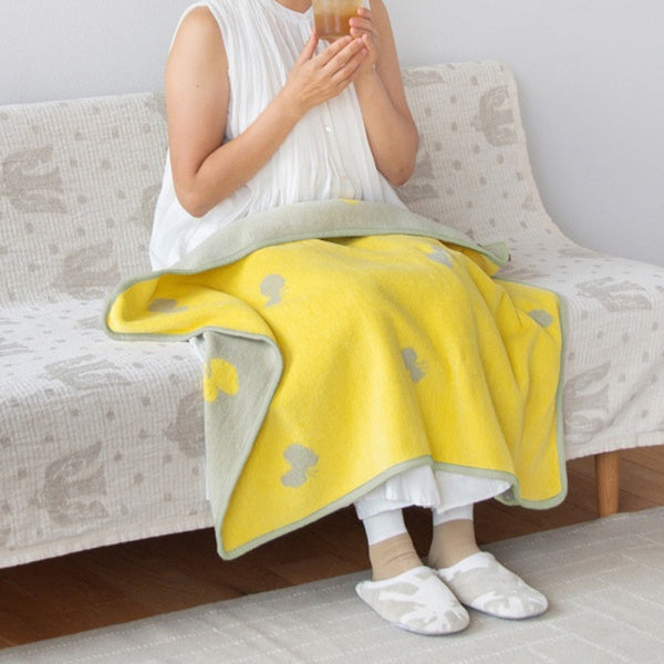 Chenille Cotton Blanket Mini 70x90cm CHOUCHO Olive Yellow