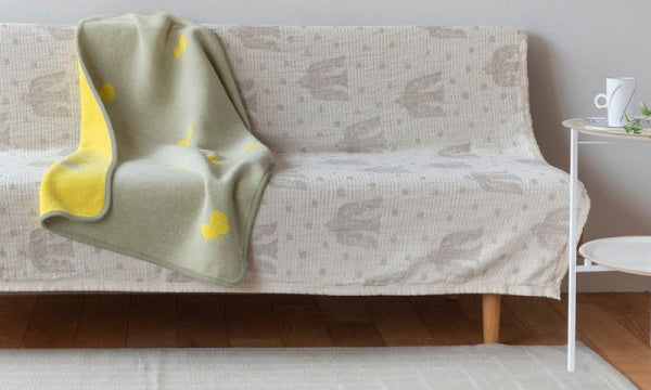 Chenille Cotton Blanket Mini 70x90cm CHOUCHO Olive Yellow