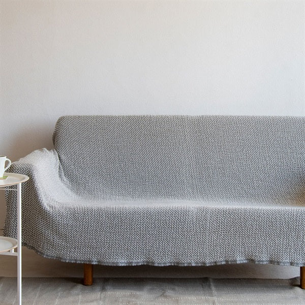Cotton throw basket, 130x180cm, grey
