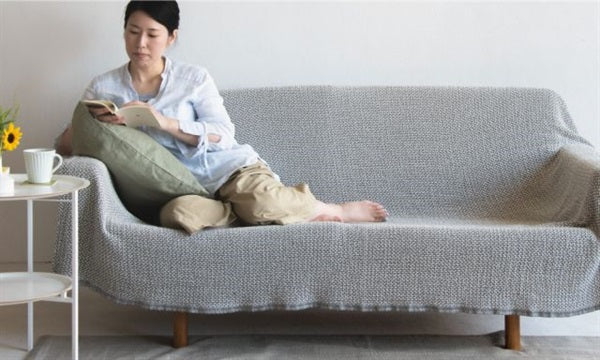 Cotton throw basket, 130x180cm, grey