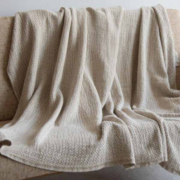 Cotton throw basket, 130x180cm, beige