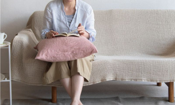 Cotton throw basket, 130x180cm, beige