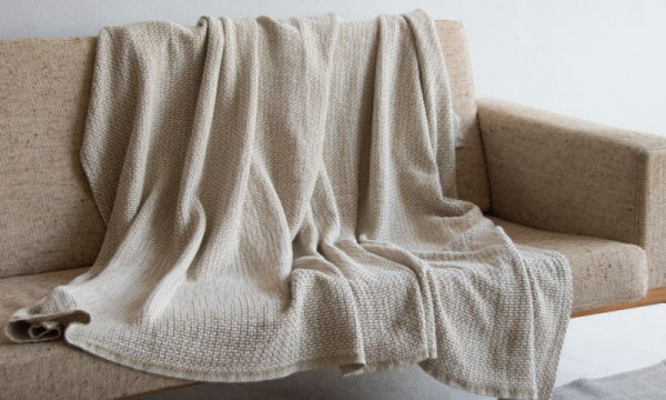 Cotton throw basket, 130x180cm, beige