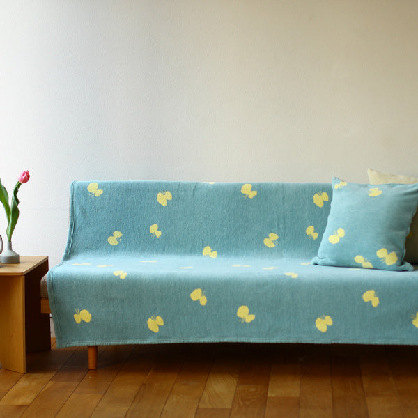 シュニールコットン ブランケット シングル CHOUCHO 140×180cm ブルー×イエロー