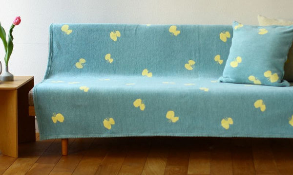 シュニールコットン ブランケット シングル CHOUCHO 140×180cm ブルー×イエロー