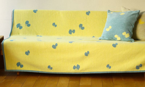 シュニールコットン ブランケット シングル CHOUCHO 140×180cm ブルー×イエロー
