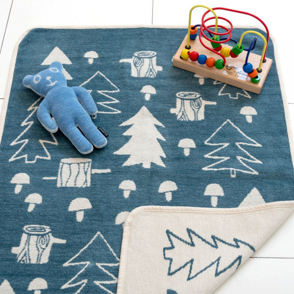 Chenille Cotton Blanket Mini 70x90cm Mushroom Blue