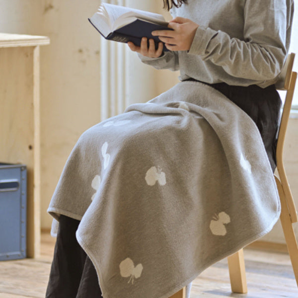 CHOUCHO Chenille Cotton Mini Blanket, 70x90cm, Gray