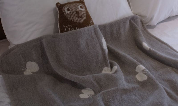 CHOUCHO Chenille Cotton Mini Blanket, 70x90cm, Gray