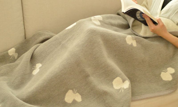 Chenille Cotton Blanket Half CHOUCHO 140 x 90cm Grey