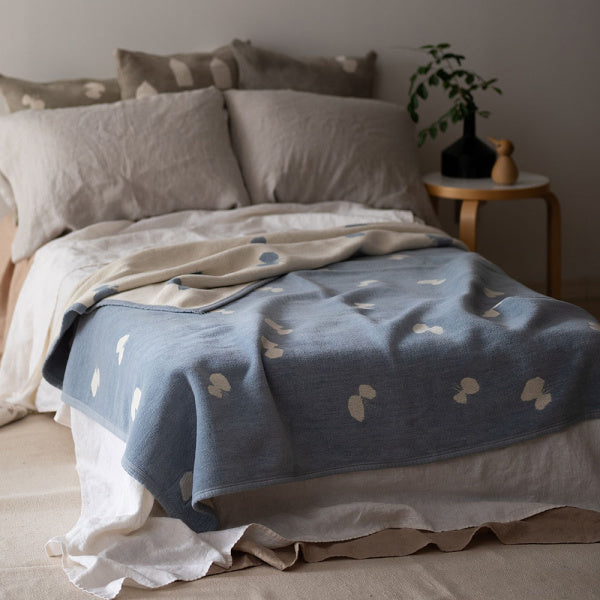 Chenille Cotton Blanket, Single, CHOUCHO, 140x180cm, Blue