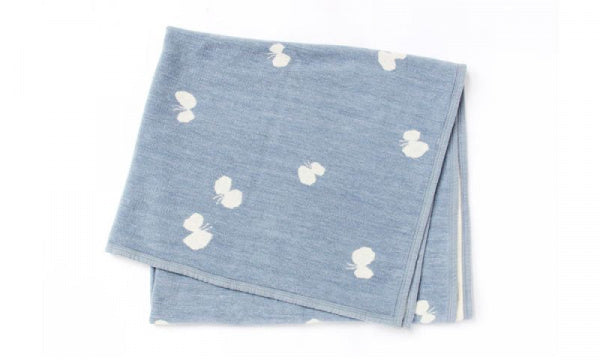 Chenille Cotton Blanket, Single, CHOUCHO, 140x180cm, Blue