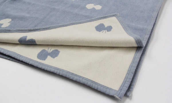 Chenille Cotton Blanket, Single, CHOUCHO, 140x180cm, Blue