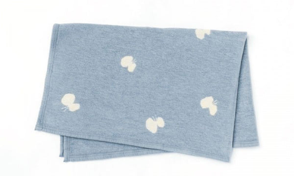 Chenille Cotton Blanket Half CHOUCHO 140x90cm Blue