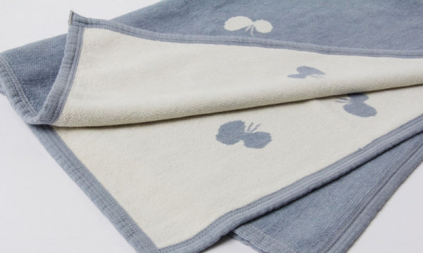 Chenille Cotton Blanket Half CHOUCHO 140x90cm Blue