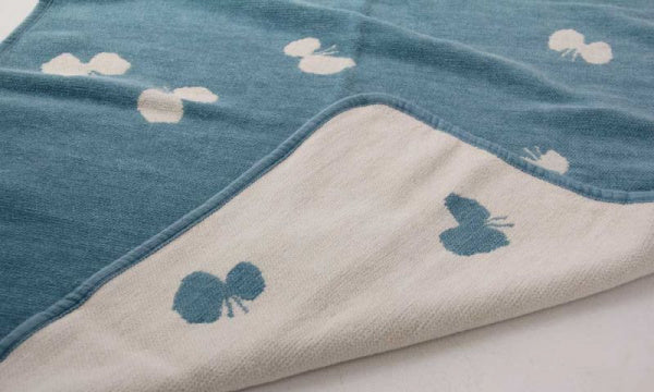 Chenille Cotton Blanket Mini CHOUCHO 70x90cm Blue