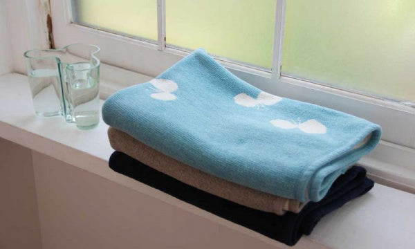 Chenille Cotton Blanket Mini CHOUCHO 70x90cm Blue