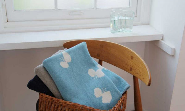 Chenille Cotton Blanket Mini CHOUCHO 70x90cm Blue