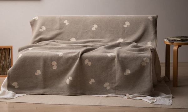 Chenille Cotton Blanket, Single, CHOUCHO, 140x180cm, Gray/White