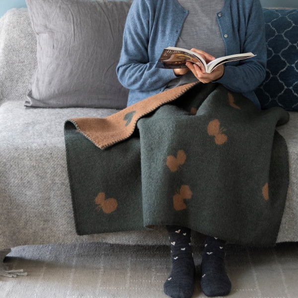 Wool Mini Blanket 65x90cm CHOUCHO Green x Beige