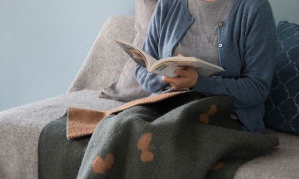 Wool Mini Blanket 65x90cm CHOUCHO Green x Beige