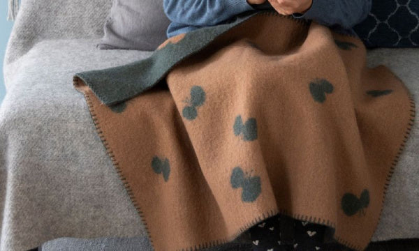 Wool Mini Blanket 65x90cm CHOUCHO Green x Beige