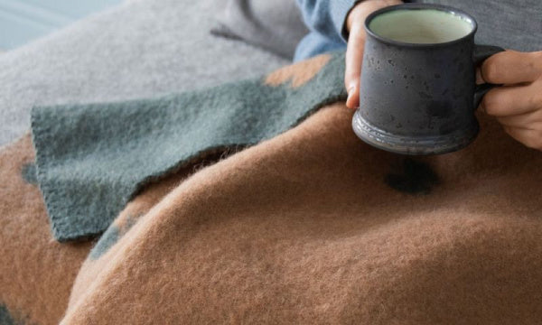 Wool Mini Blanket 65x90cm CHOUCHO Green x Beige