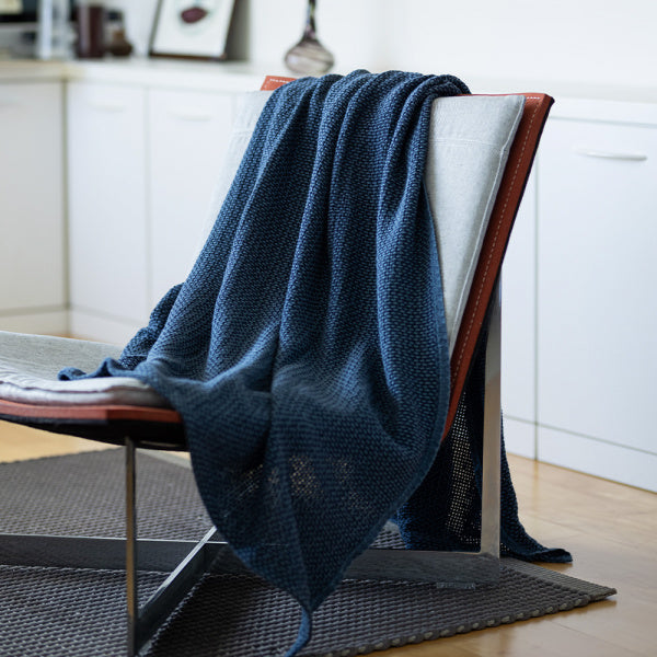 Cotton throw basket 130x180cm, blue