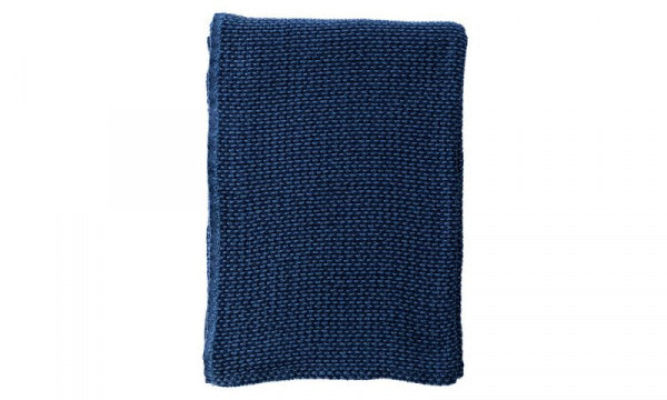 Cotton throw basket 130x180cm, blue