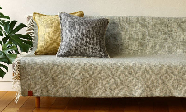 Wool throw 130x200cm, Goose Eye, Grey