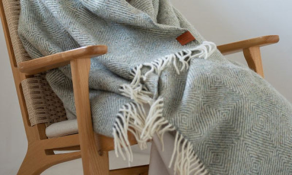 Wool throw 130x200cm, Goose Eye, Grey