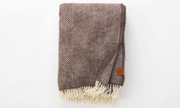 Wool throw 130x200cm Goose Eye Brown