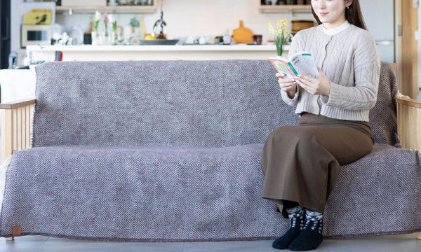 Wool throw 130x200cm Goose Eye Brown