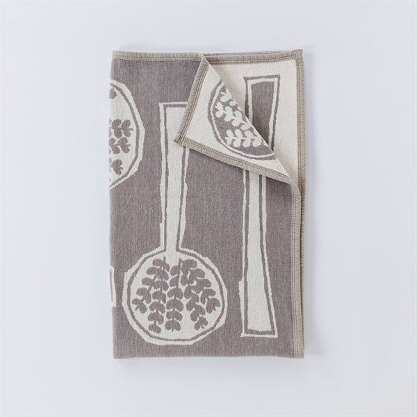 Chenille Cotton Single Blanket, FOREST SPOON, 140x180cm, Greige