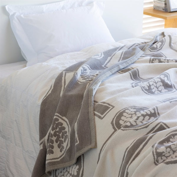 Chenille Cotton Single Blanket, FOREST SPOON, 140x180cm, Greige