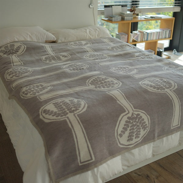 Chenille Cotton Single Blanket, FOREST SPOON, 140x180cm, Greige