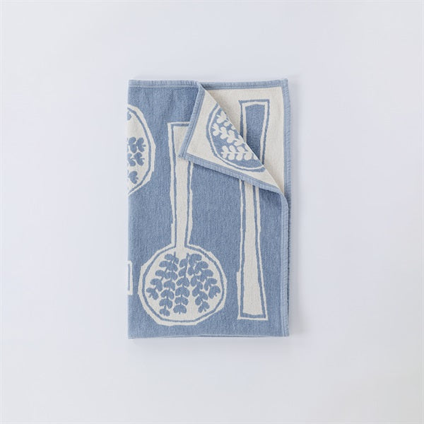 Chenille Cotton Half Blanket FOREST SPOON 90x140cm Blue