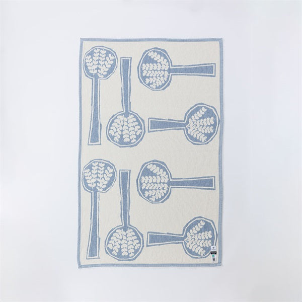 Chenille Cotton Half Blanket FOREST SPOON 90x140cm Blue