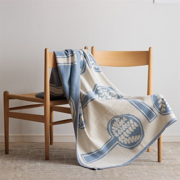 Chenille Cotton Half Blanket FOREST SPOON 90x140cm Blue