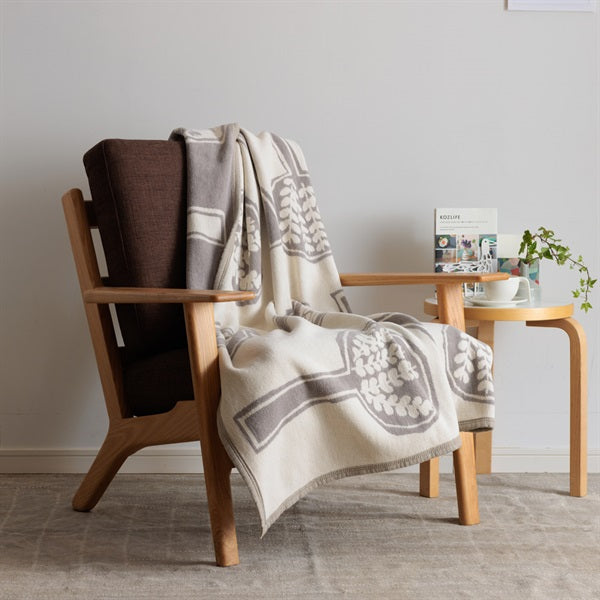 Forest Spoon Chenille Cotton Half Blanket, 90x140cm, Greige