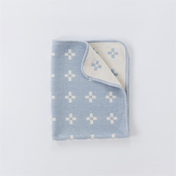 Chenille Cotton Mini Blanket, Shansuund, 70x90cm, Light Blue