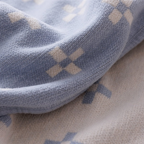 Chenille Cotton Mini Blanket, Shansuund, 70x90cm, Light Blue