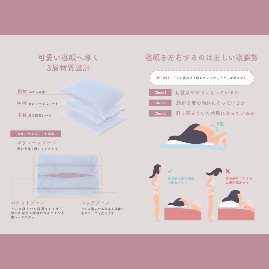 寝顔も可愛くなれる枕 700×500 ホワイト