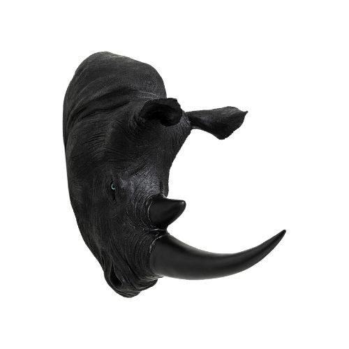 52824 Wall Object Rhino Head Antique Black 22×43cm