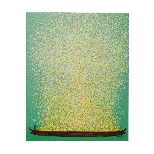 54350 Canvas Picture Flower Boat Green Yellow 80×100cm