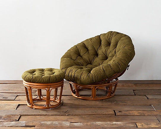 WICKER EASY CHAIR / STOOL KHAKI ウィッカーイージーチェア/スツール カーキ