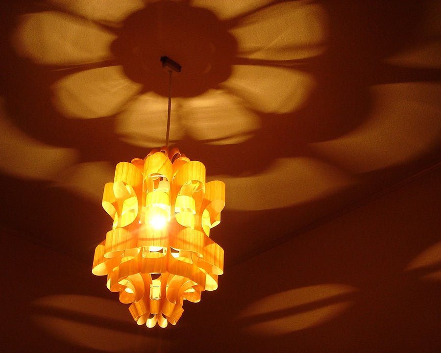 PP Wood Shade Matsu2-W Pine 2-Wood Pendant Lamp