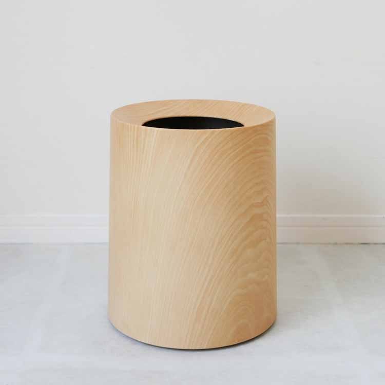TUBELOR HOMME Round Dustbin in Oak Wood