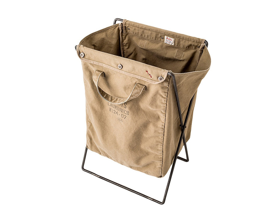 Laundry Bag with Iron Frame Beige ランドリーバッグ フレーム付 ベージュ