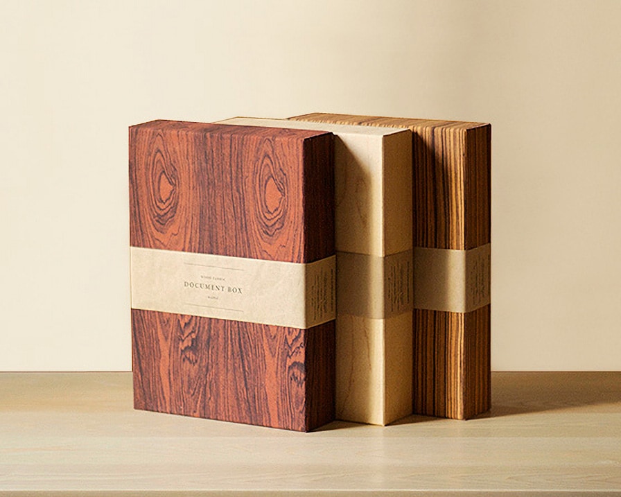 Wood Fabric Document Box